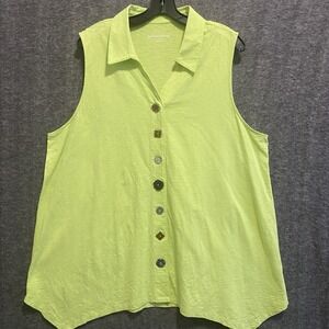 Soft Surroundings Top Womens 3X Danielle Tunic Buttons Sleeveless Boho Whimsical